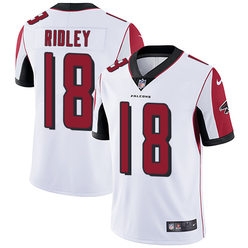 Nike Falcons #18 Calvin Ridley White Men's Stitched NFL Vapor Untouchable Limited Jersey - Click Image to Close